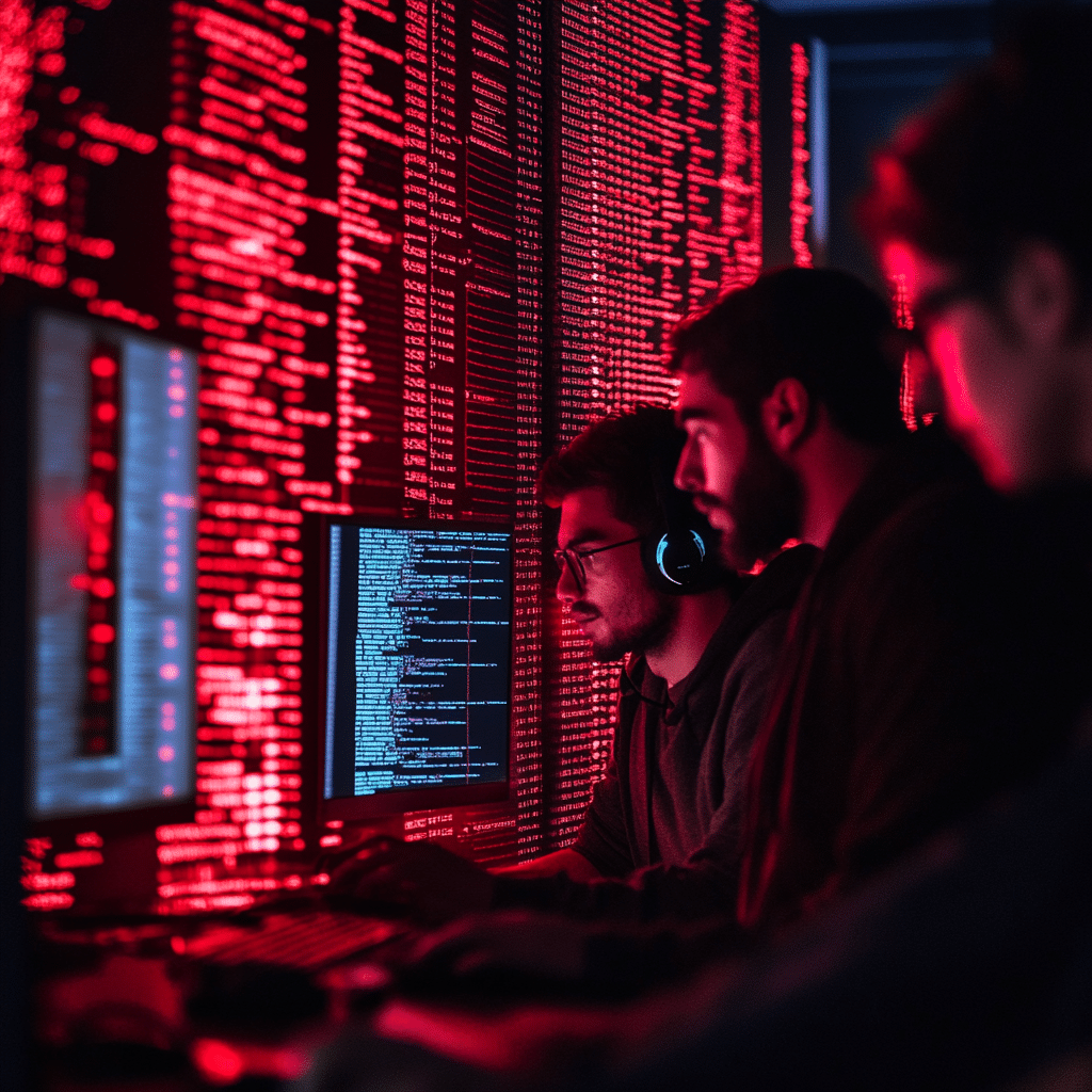 Groupe de hackers exploitent une faille dans un système.