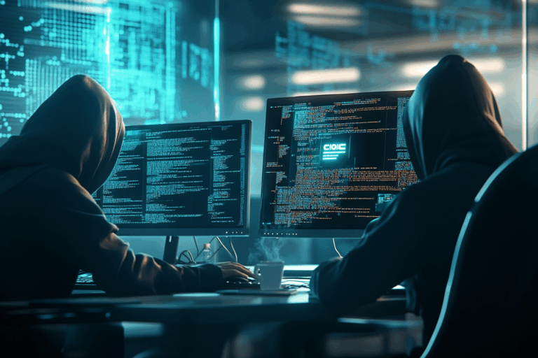 Les hackers de Kraken ransomware travaillent sur leurs ordinateurs.