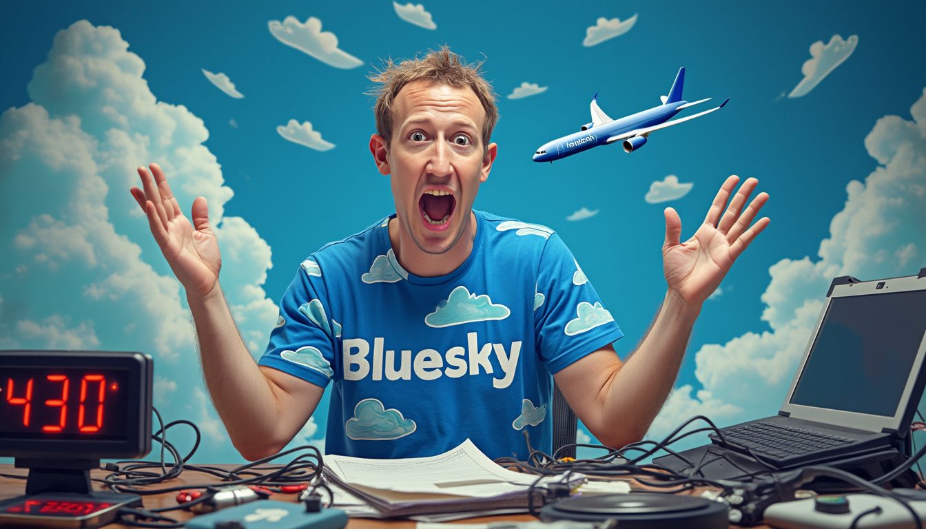 découvrez le t-shirt bluesky, une parodie humoristique de mark zuckerberg qui fait sensation ! en seulement 30 minutes, ce modèle unique s'est écoulé, captivant les amateurs d'humour et de mode. ne manquez pas l'occasion d'ajouter une touche décalée à votre garde-robe avec cette pièce originale.