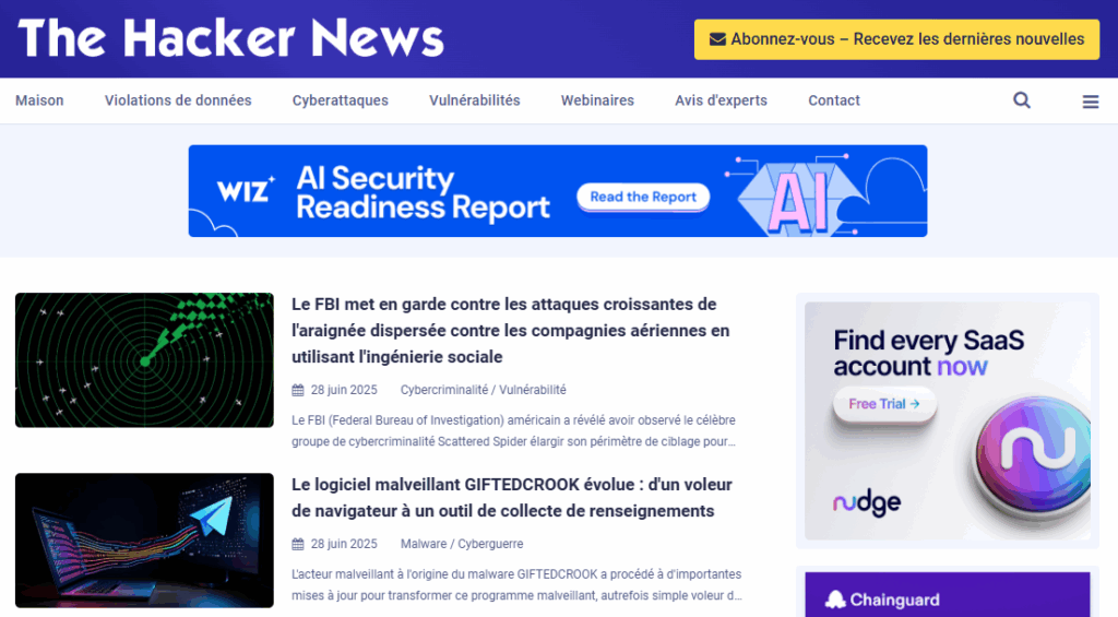Meilleurs sites d'actualité cybersécurité- The Hacker News