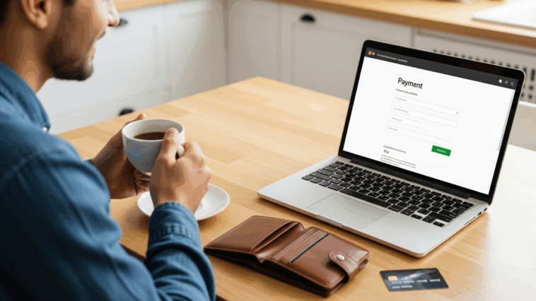 Une personne en attente d'un paiement en ligne