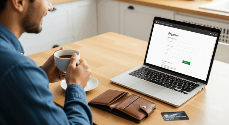 Une personne en attente d'un paiement en ligne