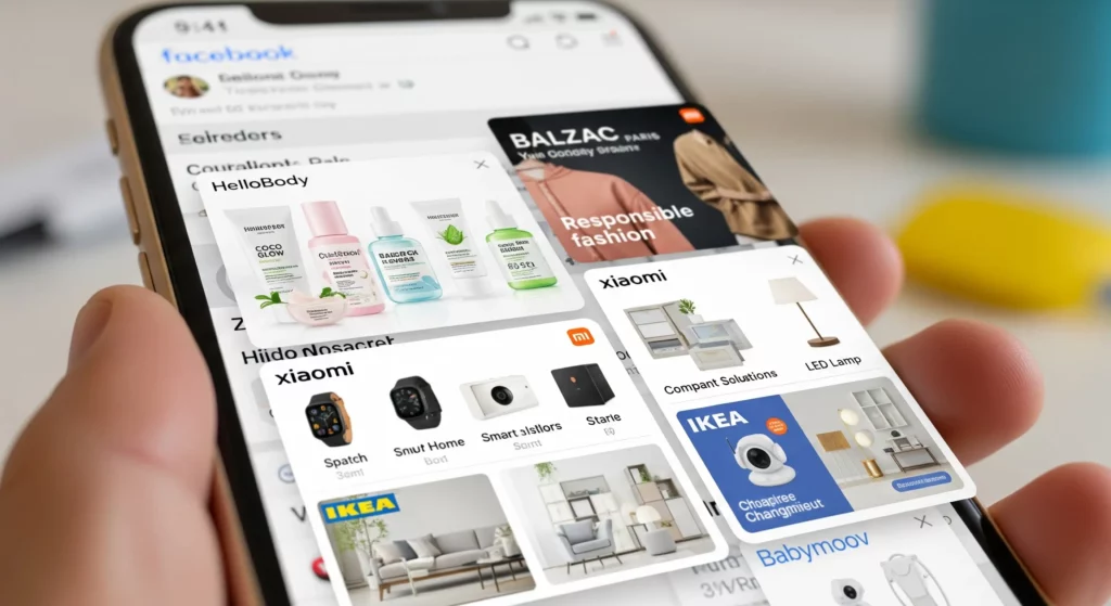 Facebook avec des pubs suspects